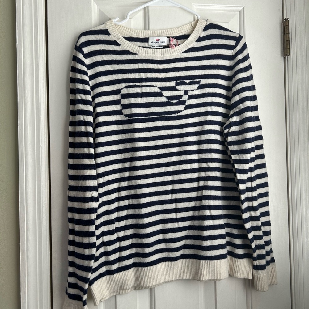 Vineyard Vines Blue and White Crew Neck Sweater